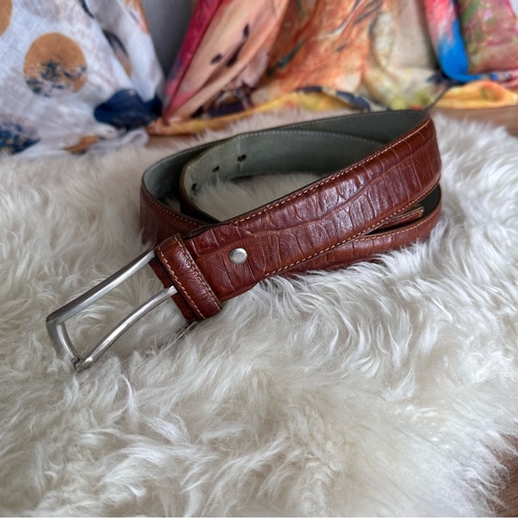 Very Rare Vintage Moschino Genuine Leather Belt Alligator Crocodile Embossed - Picture 3 of 9